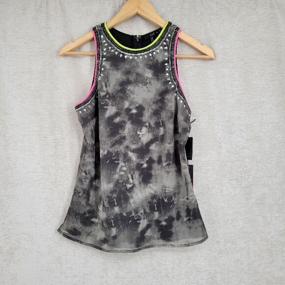 DEX Women's XS Gray Charcoal Tye Dye Neon, Beading, and Rhinestones Trim NWT - Picture 1 of 6